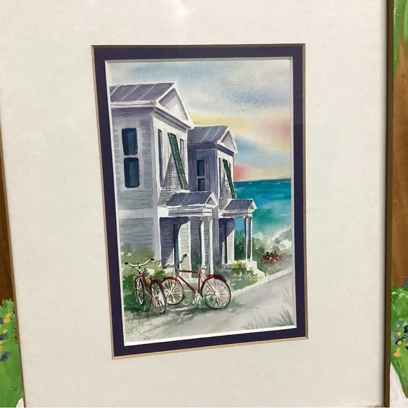🔵 Beautiful Solid Wood, Hand Painted Frame with print by Artist Donna Burgess - Picture 5 of 15